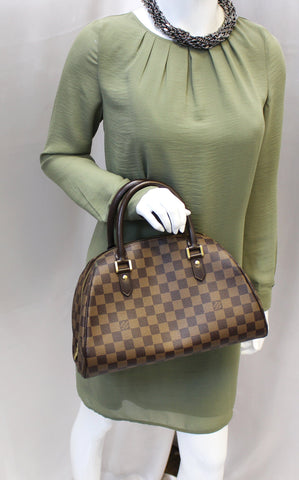 LOUIS VUITTON Damier Ebene Ribera MM Brown Satchel Bag