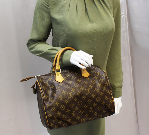 LOUIS VUITTON Monogram Canvas Speedy 30 Brown Satchel Bag