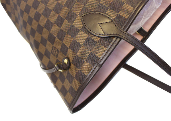 LOUIS VUITTON Damier Ebene ROSE BALLERINE Neverfull MM NM Tote