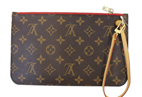 LOUIS VUITTON Monogram Neverfull MM Pochette Wristlet Red