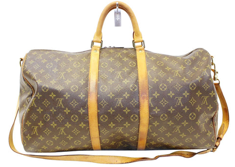 LOUIS VUITTON Monogram Canvas Keepall Bandouliere 55 Boston Bag