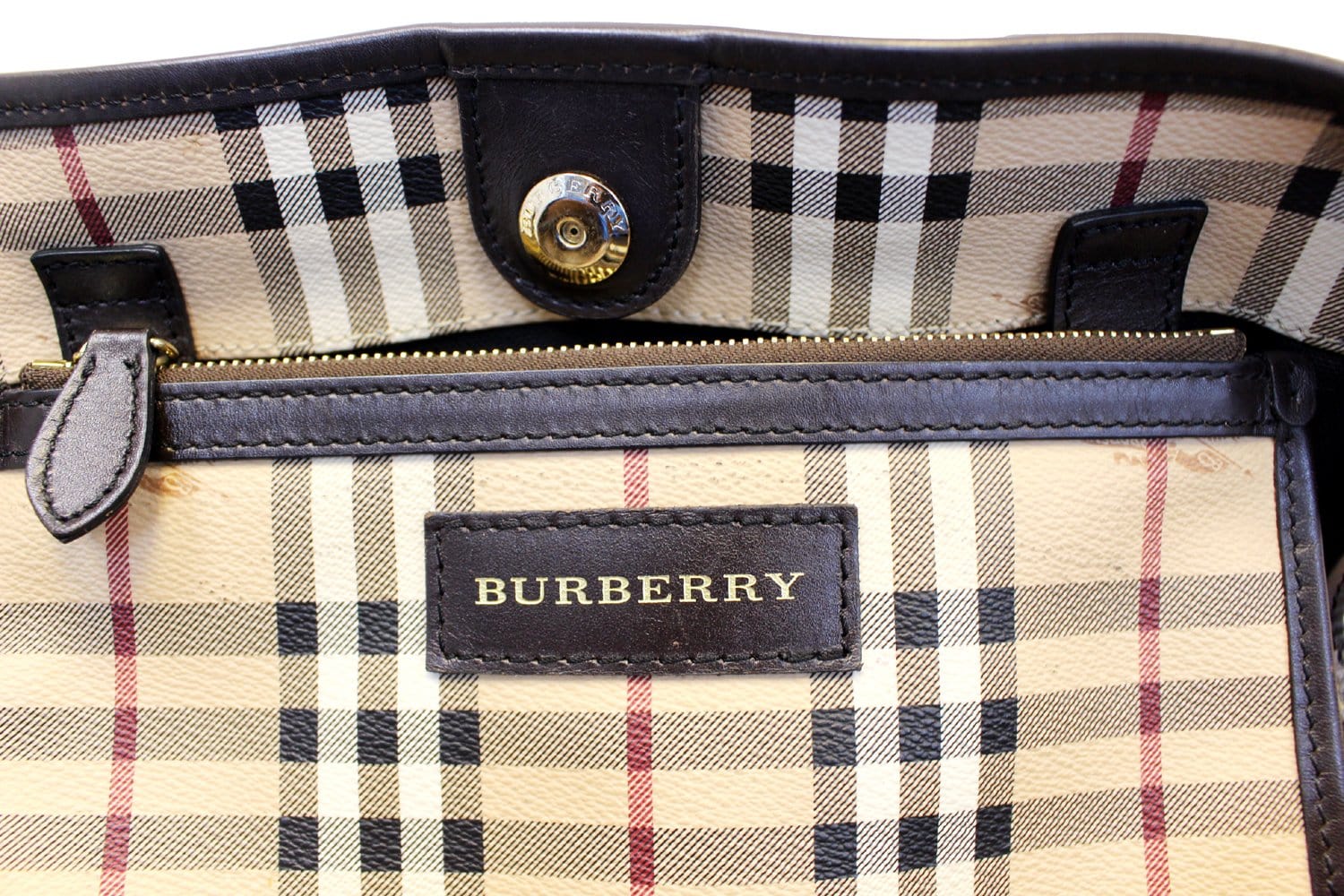 Authentic Burberry Haymarket Nova Check PVC Leather Tote Bag