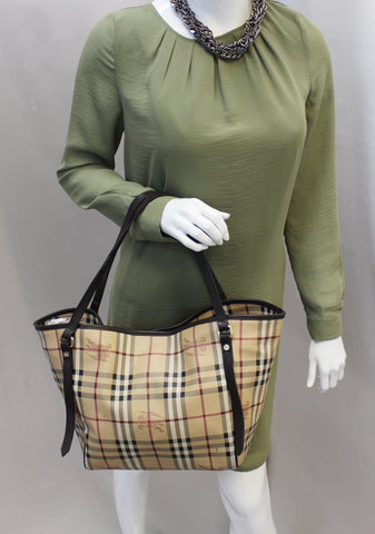 BURBERRY Haymarket Check PVC Tote Shoulder Bag