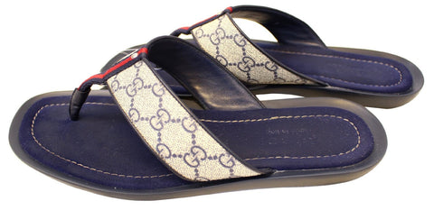 Gucci Men's GG Supreme Blue Flip Flop Sandals Size 9 G