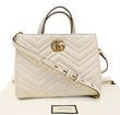 GUCCI GG Marmont small Matelassé Top Handle White Tote Bag 448054