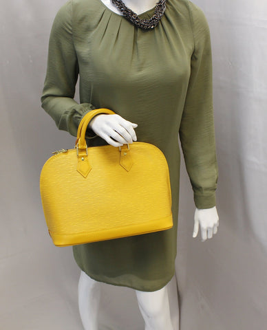 LOUIS VUITTON Epi Leather Alma PM Yellow Satchel Bag