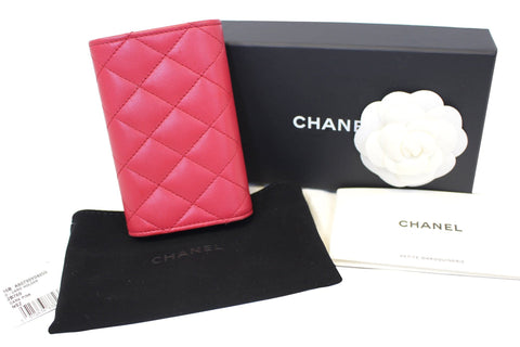 CHANEL Dark Pink Classic Flap Card Holder Case