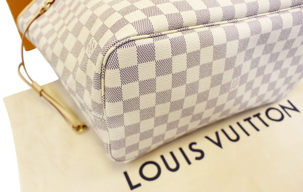 LOUIS VUITTON Damier Azur ROSE BALLERINE Neverfull MM Tote Shoulder Bag