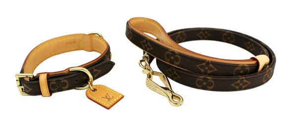 LOUIS VUITTON Monogram Dog Leash Baxter MM Collier Set