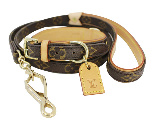 LOUIS VUITTON Monogram Dog Leash Baxter MM Collier Set