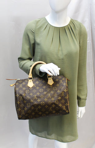 LOUIS VUITTON Monogram Canvas Speedy 30 Brown Satchel Bag