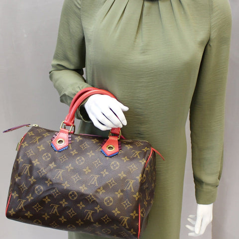 Louis Vuitton Speedy 30 Totem Monogram Canvas Satchel Bag for women