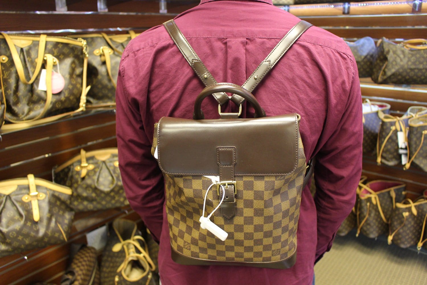 Authentic LOUIS VUITTON Soho Damier Ebene Backpack, Luxury, Bags