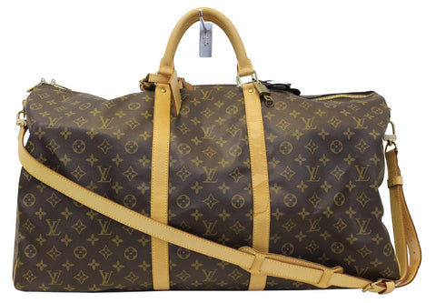 LOUIS VUITTON Monogram Canvas Brown Keepall 60 Bandouliere Travel Bag