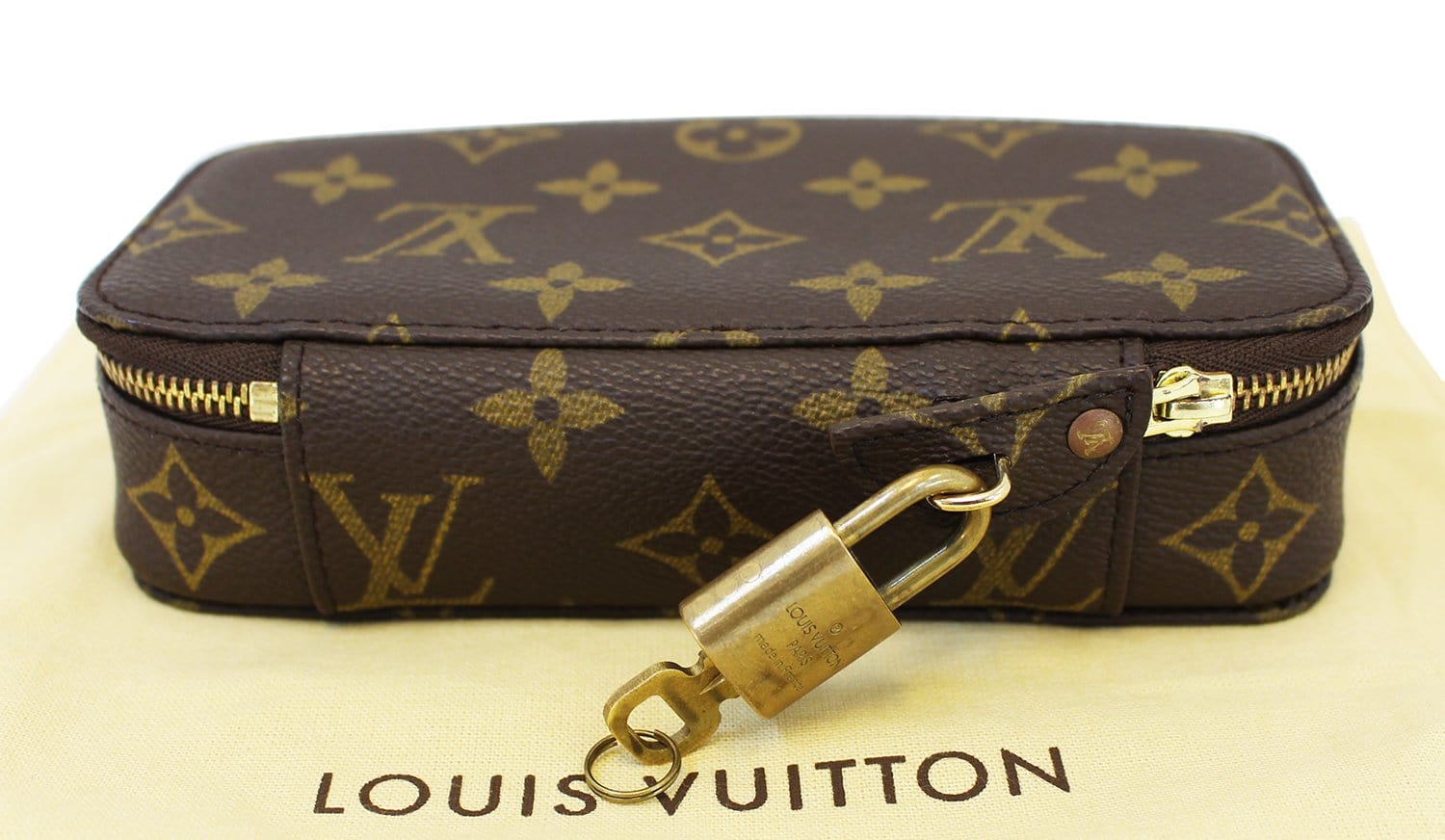 Louis Vuitton Brown Monogram Poche Montecarlo Jewelry Case Cloth