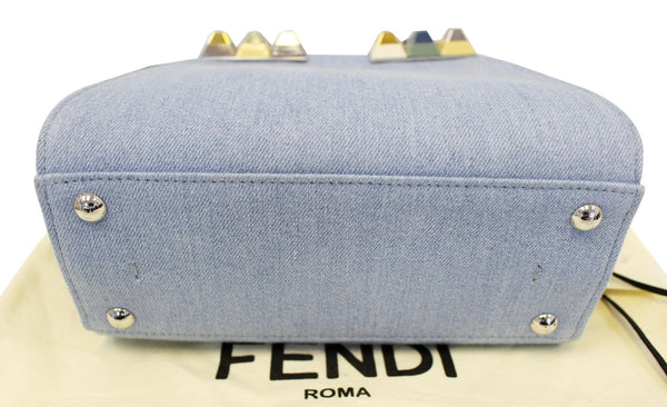 FENDI 3 Jour Mini Fringed Denim Studs Tote Crossbody Bag