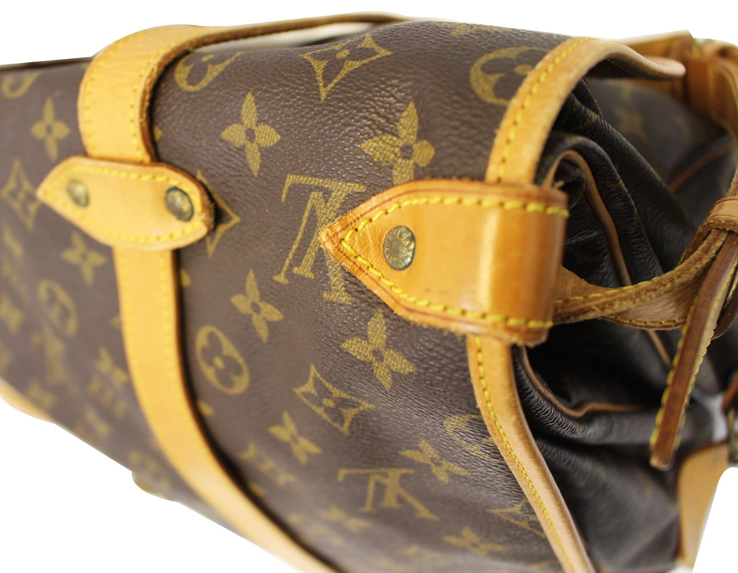 Louis Vuitton M45911 Saumur 手袋單肩包帆布黑色尺寸： 36x23x11cm
