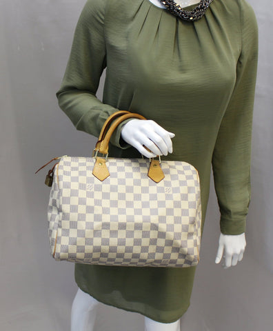 LOUIS VUITTON Damier Azur Speedy 35 Satchel Bag