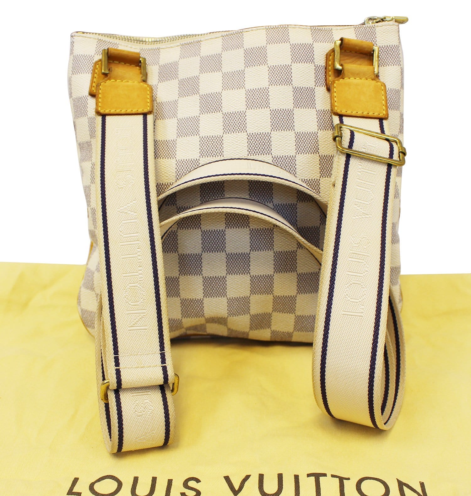 Louis Vuitton White Damier Azur Pochette Bosphore Leather Cloth