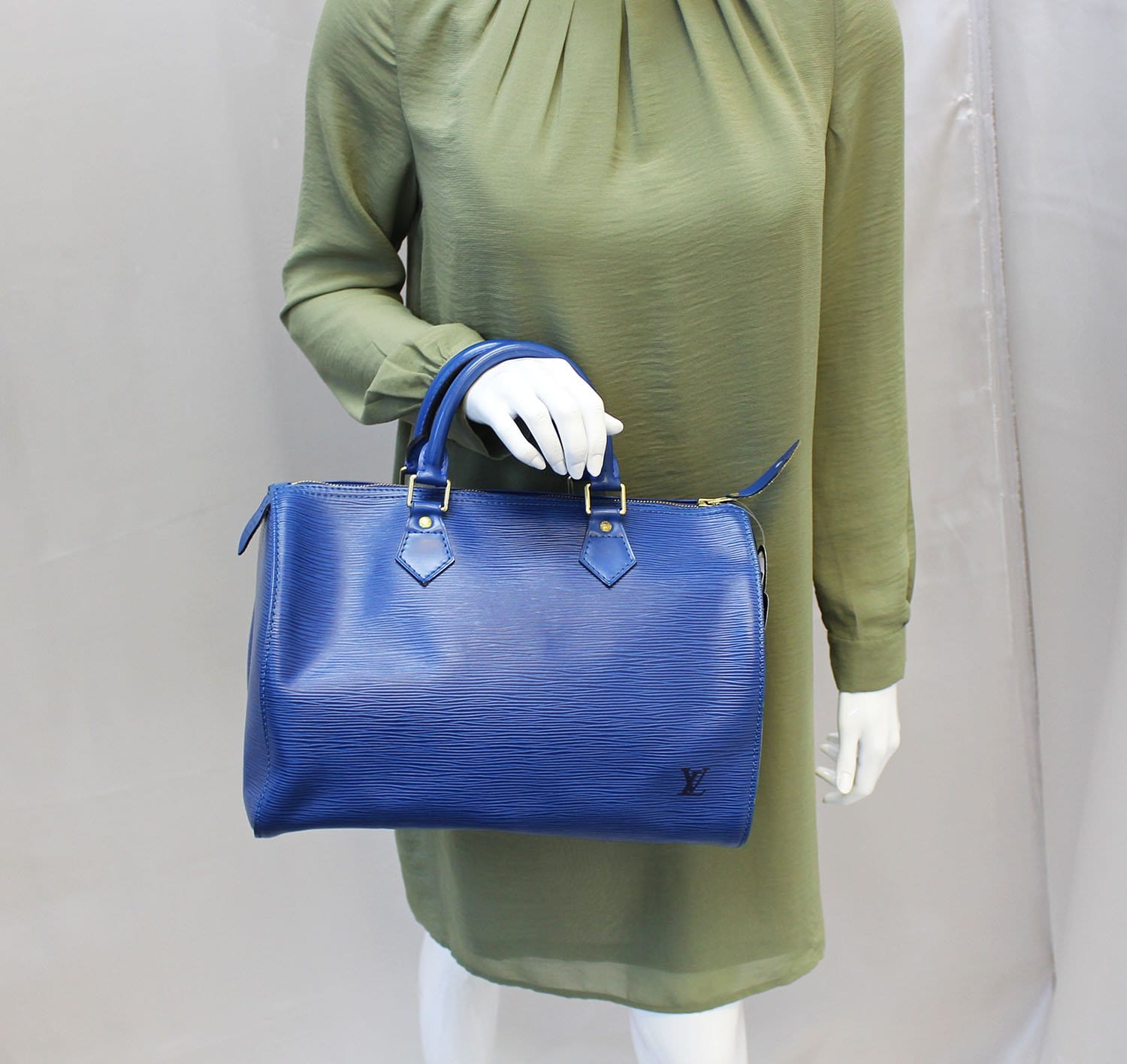 Speedy bandoulière cloth handbag Louis Vuitton Blue in Cloth - 38099302