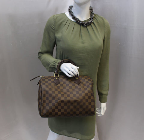 LOUIS VUITTON Damier Ebene Speedy 30 Brown Satchel Bag