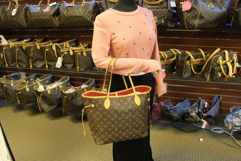 LOUIS VUITTON Monogram Canvas Red Neverfull MM Tote Bag