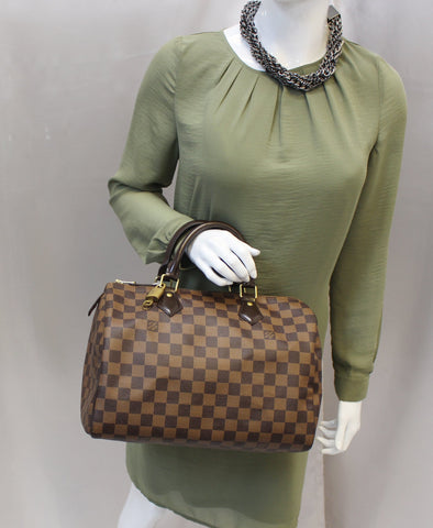 LOUIS VUITTON Damier Ebene Speedy 30 Brown Satchel Bag