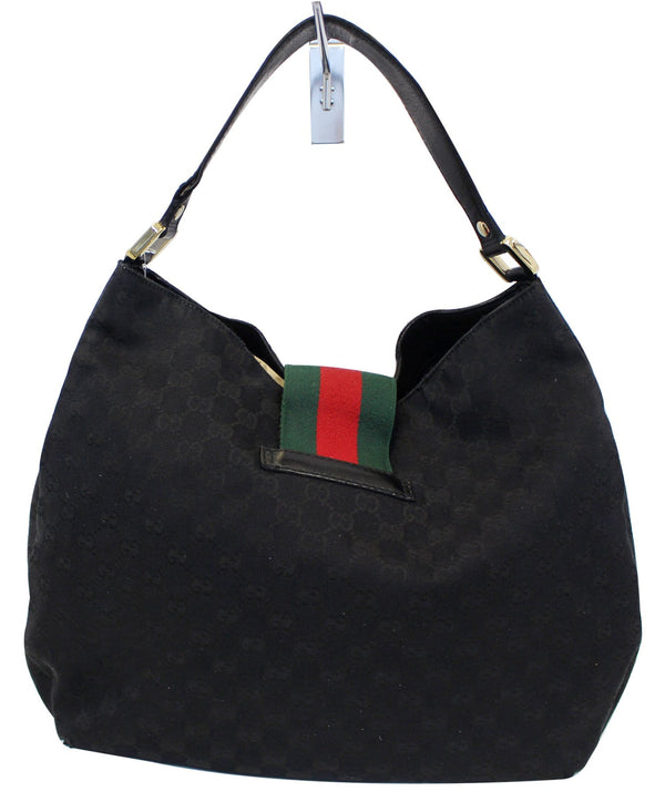 GUCCI Monogram Large Ladies Web Hobo Black 211933