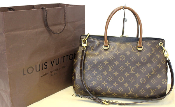 LOUIS VUITTON Black Monogram Canvas Pallas 2Way Shoulder Bag