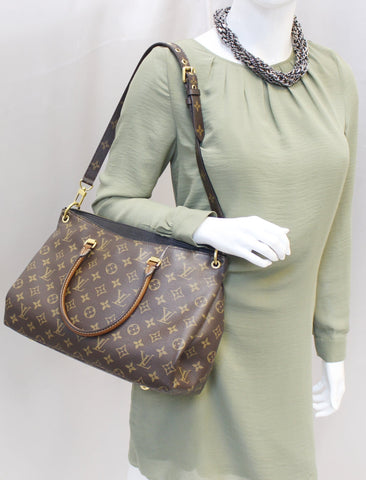 LOUIS VUITTON Black Monogram Canvas Pallas 2Way Shoulder Bag