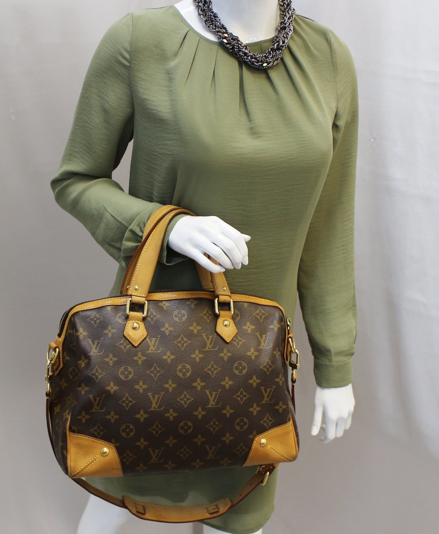 Louis Vuitton Retiro Handbag Monogram Canvas GM Brown 839691