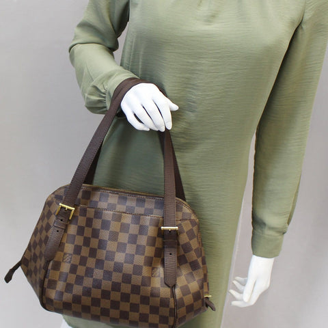 LOUIS VUITTON Damier Ebene Belem MM Brown Shoulder Bag