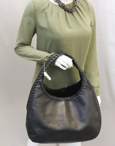 BOTTEGA VENETA Leather with Intrecciato Detail Medium Hobo