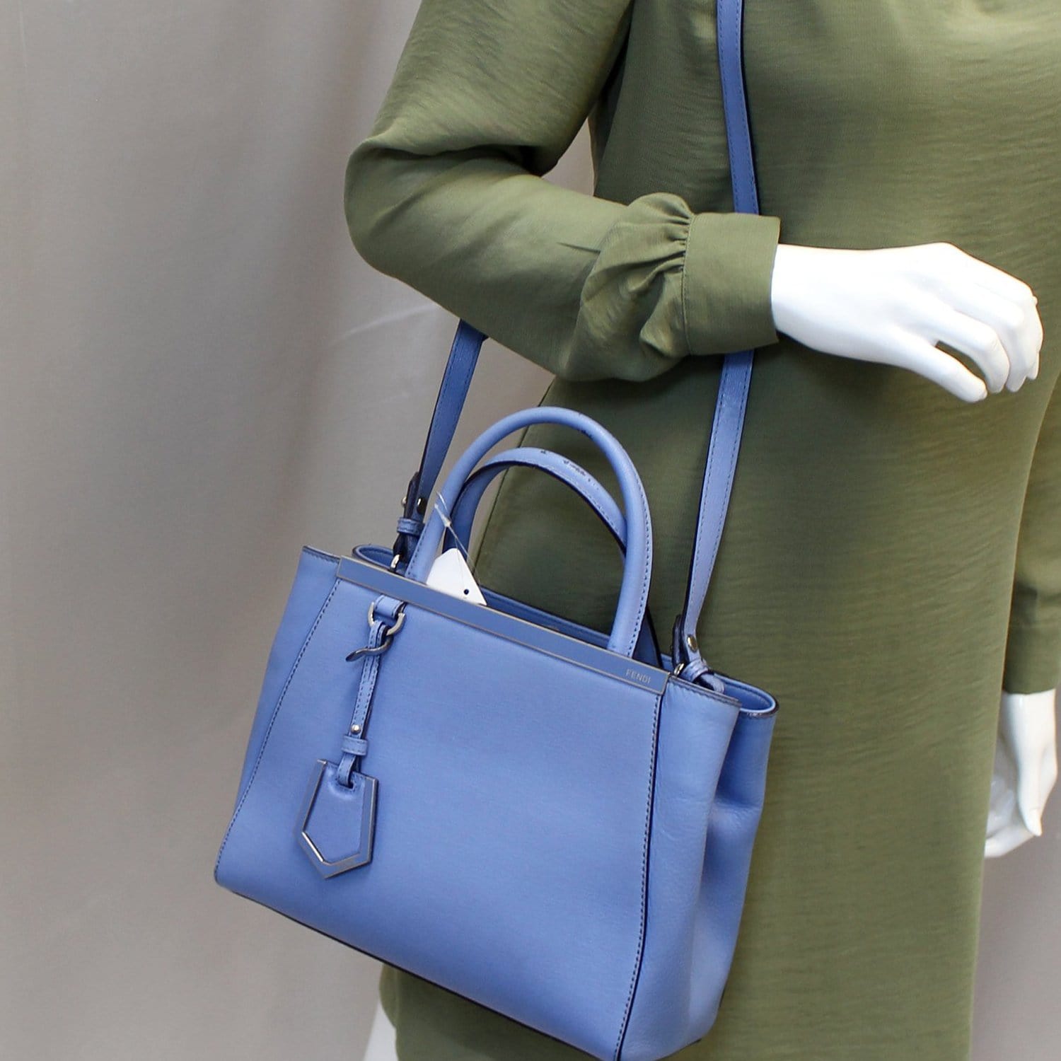 Blue Leather Fendi Roma Handbags, 0.5, Size: 8/9