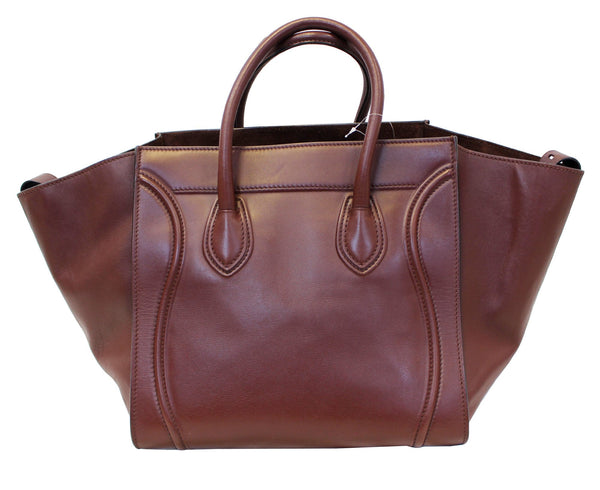 CELINE Burgundy Leather Medium Phantom Luggage Tote Bag