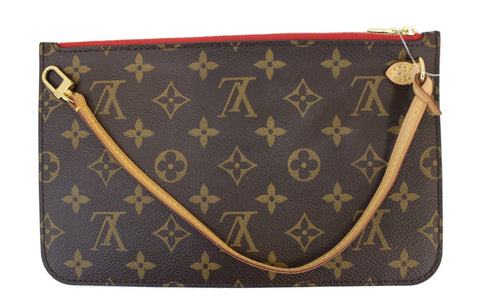 LOUIS VUITTON Monogram Canvas Red Pochette Pouch For Neverfull