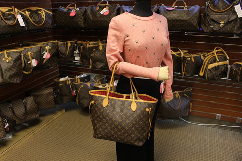 LOUIS VUITTON Monogram Canvas Red Neverfull MM Tote Bag