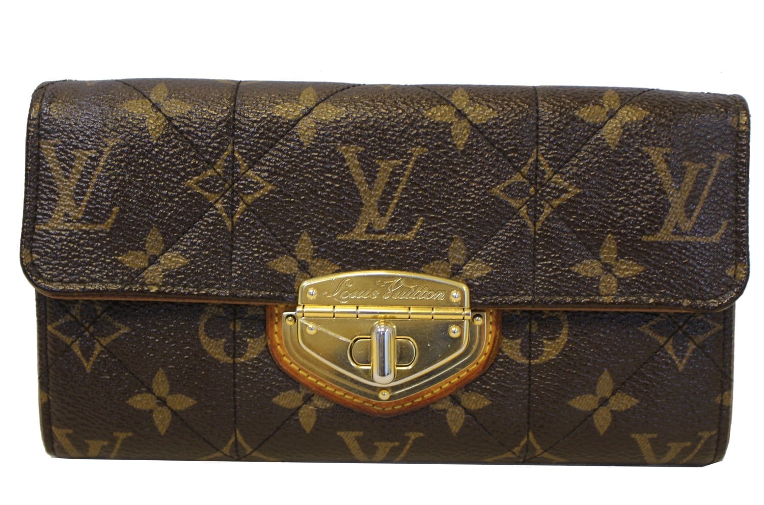 Louis Vuitton Metal Clasp Lock Monogram Tri Fold Wallet