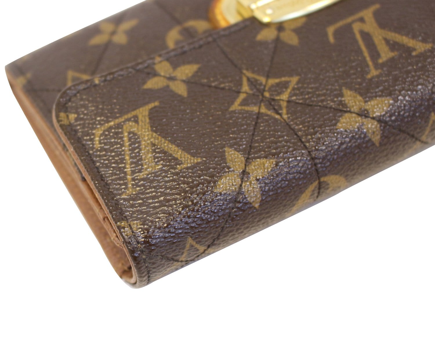 Louis Vuitton Metal Clasp Lock Monogram Tri Fold Wallet