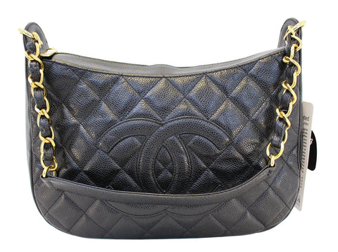 Chanel Shoulder Bag - CHANEL Sac Divers Caviar Large Handbag - black