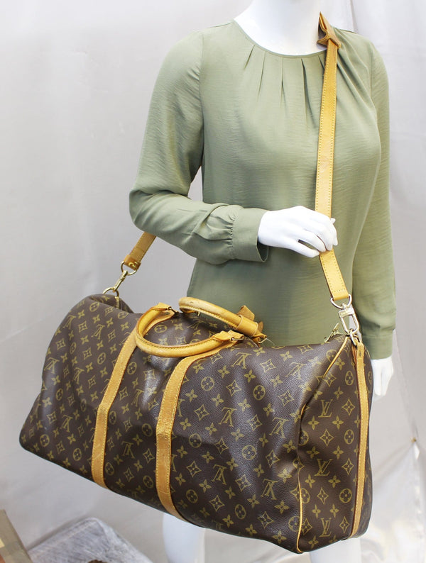 LOUIS VUITTON Monogram Keepall Bandouliere 55 Boston Bag