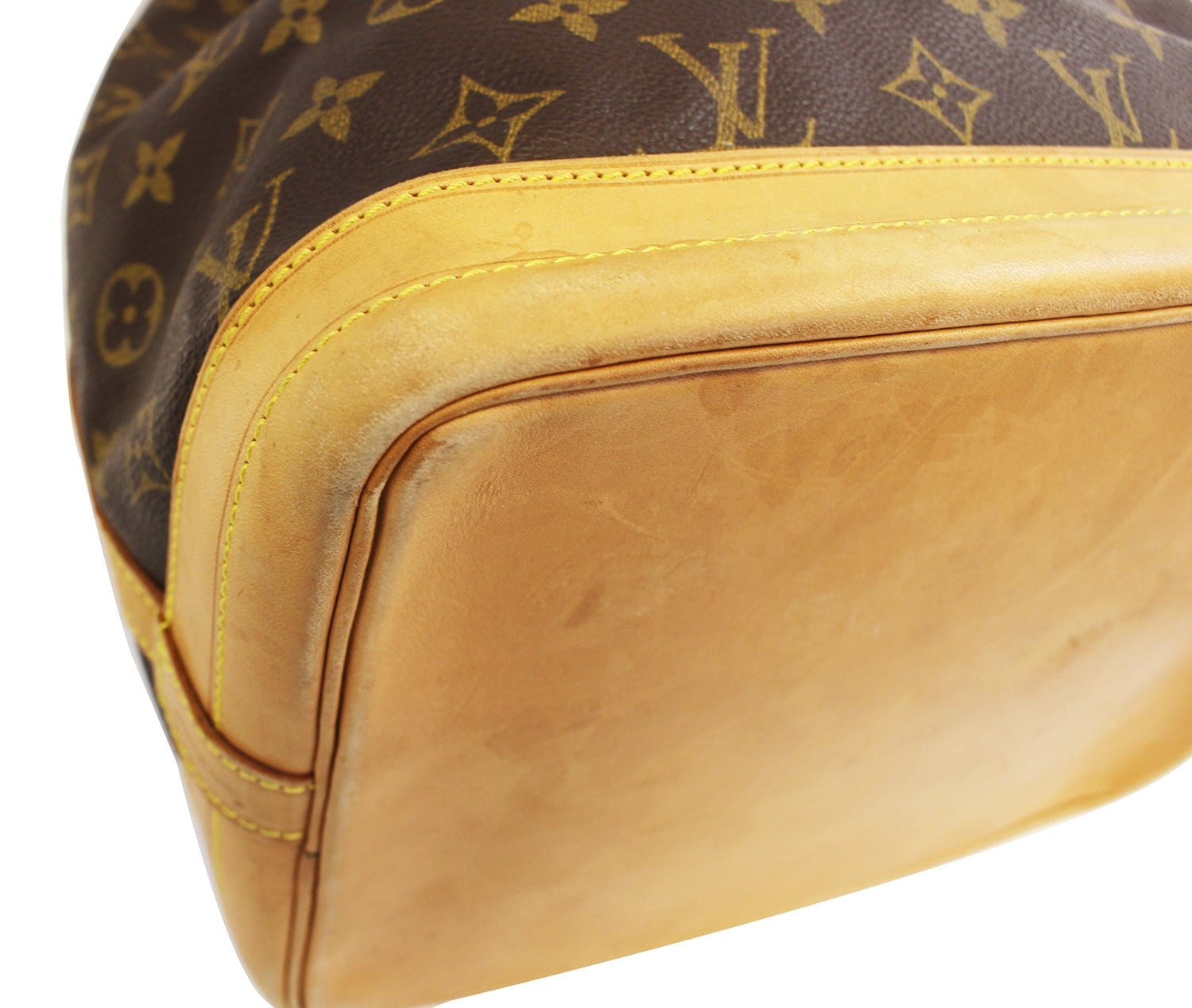 Pre-owned Authentic Louis Vuitton Noe Drawstring Brown Monogram Canvas  Leather Shoulder Bag