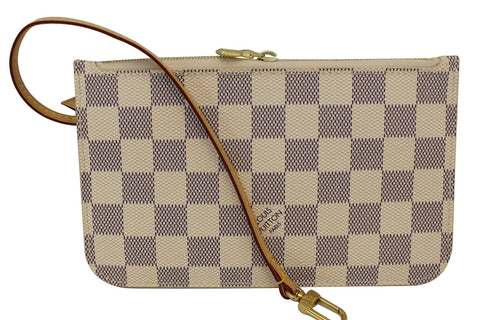 LOUIS VUITTON Neverfull Damier Azur Pochette Wristlet Clutch