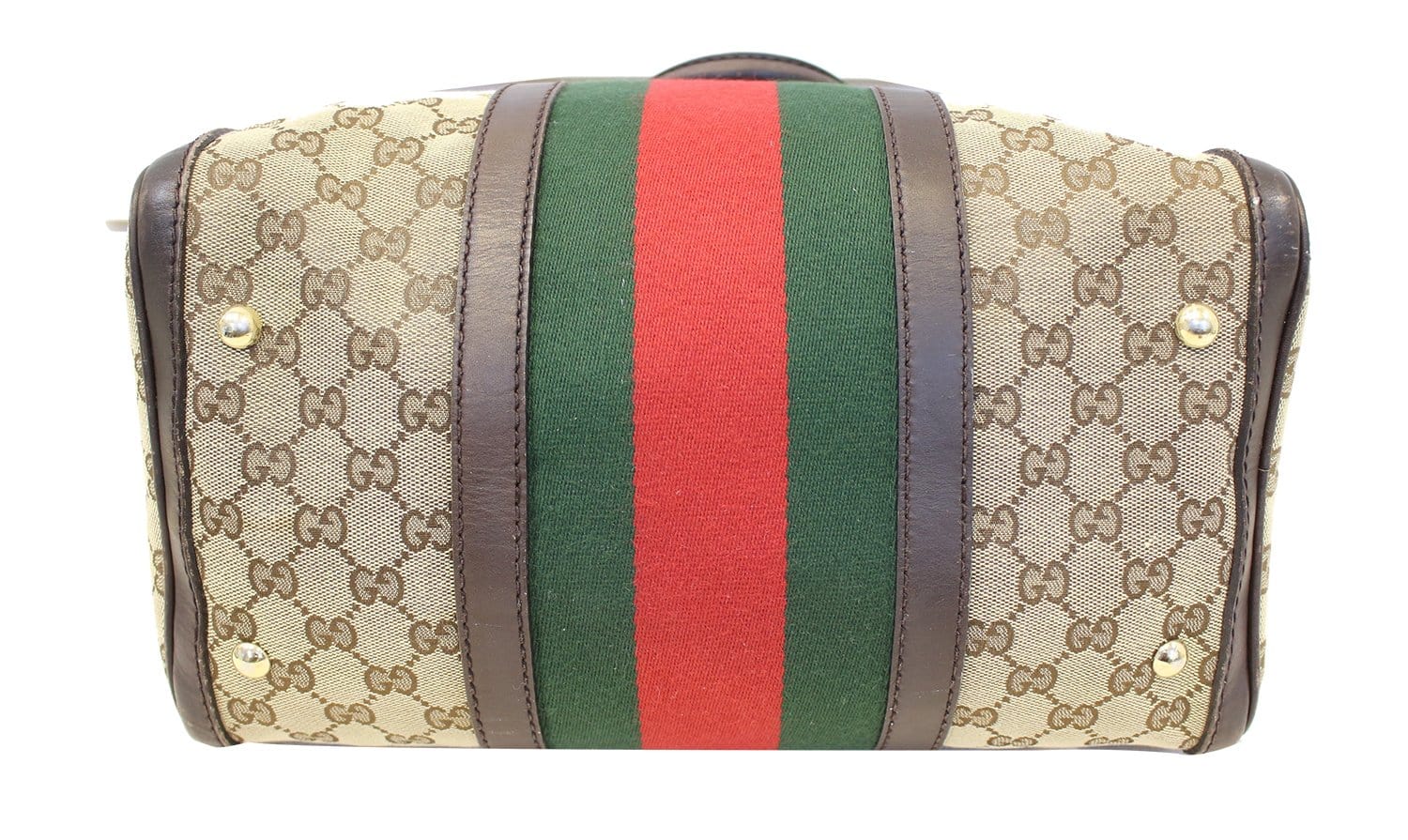 Brown Tan Greyish Monogram Vintage Gucci Boston GG 002-123-0167 Handbag  Purse Satchel