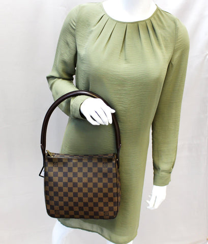 LOUIS VUITTON Damier Ebene Looping MM Brown Shoulder Bag