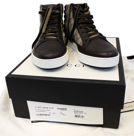 GUCCI GG Supreme High-Top Beige sneakers Size 10 411857