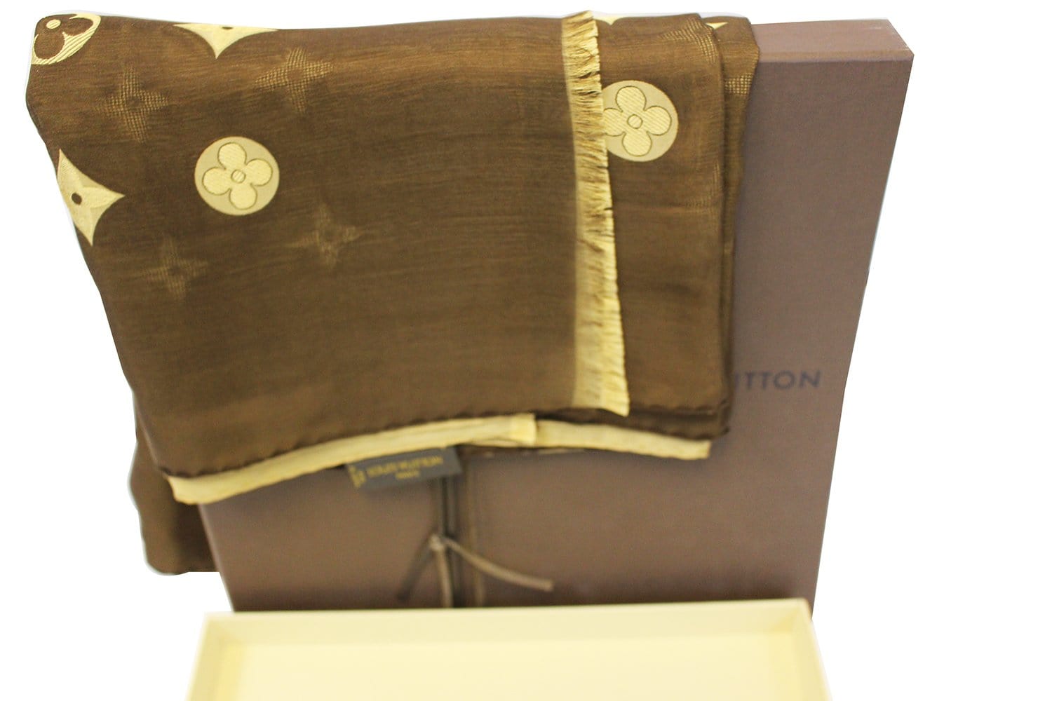 Louis Vuitton Monogram Scarf Brown Silk ref.113632 - Joli Closet