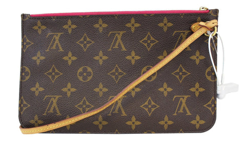 LOUIS VUITTON Monogram Neverfull MM Pochette Wristlet Fuchsia