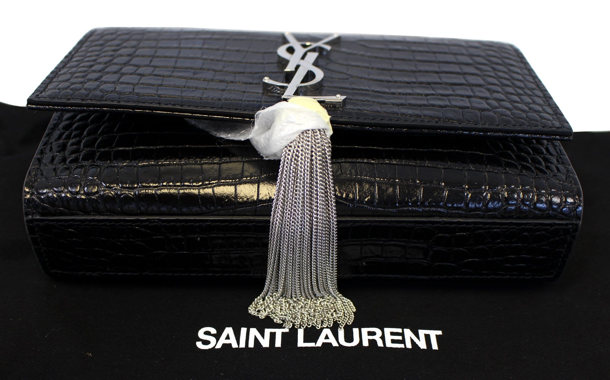 Saint Laurent Cassandre Tassel Silver Metallic Small Crossbody Bag ○  Labellov ○ Buy and Sell Authentic Luxury