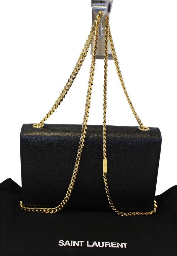 YVES SAINT LAURENT Kate Black Leather Gold Chain Clutch Crossbody Bag 